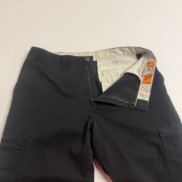 Dickies Mens Black Chino Work Pants Size 36UL Regular Fit-Cargo Zipper Pockets - Picture 7 of 14